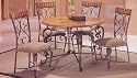 5pc Rustic Oak & Iron Metal Dining Table & 4 chairs Set