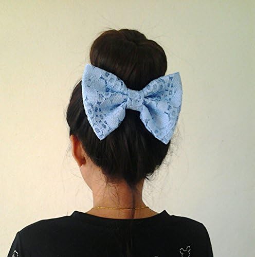 BLUE LACE BIG BOW HAIR CLIP