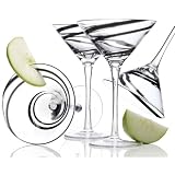 Luigi Bormioli Black Swirl 8-ounce Martini Glass, Set of 4