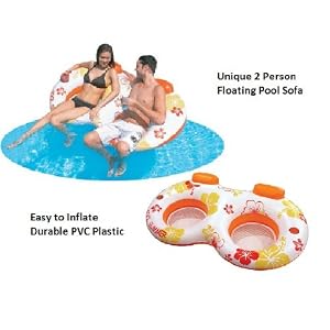 70 X 41 Inflatable Hawaii Flower Double Water Sofa - Unique 2 Person Floating Pool Seat by 