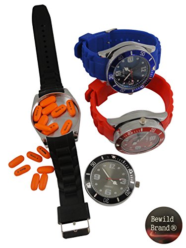 Bewild Black Secret Hidden Stash Watch - 2 in 1 Watch with Secret Storage Compartment and Bewild Balloon