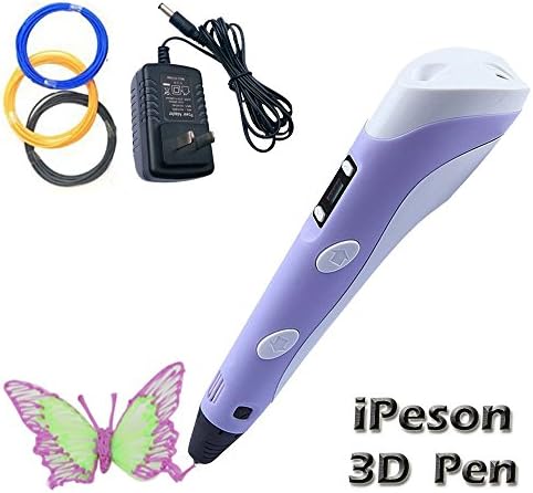 Ipeson 3d printing pen, 3d pen for artist scribbler, 3d drawing and painting with free 3 loops filament,10gram/color (Purple)