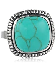 Sterling Silver Turquoise Square Cushion Ring, Size 7