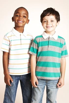 2 Pack - Cotton Rich Stripe Polo Shirts