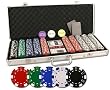 Set of 500 11.5 gram Poker Chips w/Aluminum Case, 3 Dealer Buttons, 2 Decks of Playing Cards, 5 Dice, & 2 Cut Cards Set of 500 11.5 gram Poker Chips w/Aluminum Case, 3 Dealer Buttons, 2 Decks of Playing Cards, 5 Dice, & 2 Cut Cards