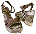 Coach Alina Khaki Patchwork Wedges New