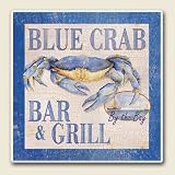 Tile Trivet  ~ Blue Crab Bar and Grille ~ 6 inch x 6 inch ~ code 353