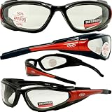 FALCON FOAM PADDED MOTORCYCLE SUNGLASSES UV400 GOGGLES DOUBLE ANTI-FOG BIKER EYEWEAR CLEAR LENSES ORANGE FRAME