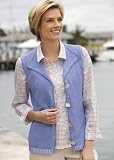 Lapel-collar Linen/Cotton Knit Vest