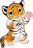 Wallmonkeys Peel and Stick Wall Decals - Cute Playful Tiger Cub - Removable Graphic