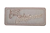 Emblem 9 cm * 4 cm Bügelbild braun California Delfin Abzeichen eckig Orden