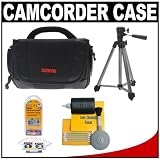 Sunpak Platinum Plus Digital Camera/Camcorder Case + Tripod + Accessory Kit for Canon VIXIA FS31, FS300, HF S20, HF S21, HF S31, HF S200, HF S300, HF M30, HF M31, HF M300, HF R10, HF R11, HF R100, HF10, HF100, HV30, HG10, HR10, HV20, FS11, FS10, FS100, DC330, DC320, DC310, DC50, DC230, DC220, DC210,