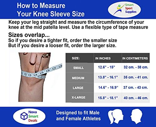 Neoprene Knee Support Brace and Compression Sleeve, for Best Squats, Crossfit, Running, Basketball, Jumping, Weightlifting, Powerlifting, Acl, Knee Pain, Protection for Women and Men (X-large)