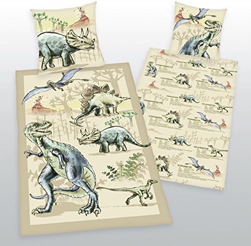 Dinosaur Single Cotton Duvet Cover and Pillowcase Set. UK single/US twin