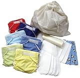 Baby Love Fitted All-in-one Cloth Diaper - 6 Pack with Liners, Wipes & Tote