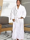 IMAGE OF Royal Resort Collection: Luxury Shawl Robe - Terry Velour BathRobe, 100% Turkish Cotton, Color: Pure White, UNISEX - Size: XXL