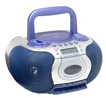 Sony CFDE55 Blue and Silver CD/Cassette Boom Box with Digital Radio