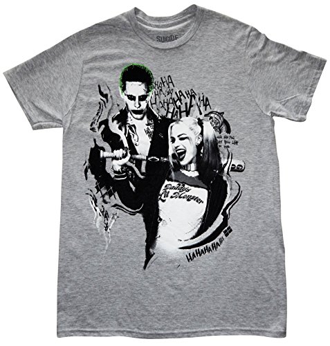 Suicide Squad Harley Quinn Wink Joker Mens Gray T-shirt