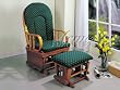 "Country Oak" Finish Glider/Ottoman w/Green Cushion