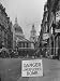 Danger Unexploded Bomb Sign at Cordoned Off Area in Front of St. Paul's Church Photog...