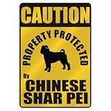 CAUTION  PROPERTY PROTECTED BY CHINESE SHAR PEI  PARKING SIGN DOG