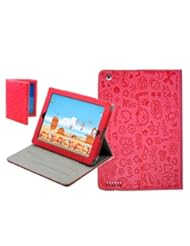BisLinks? Red Cute Cartoon Pattern Smart PU Leather Case Cover With Stand For iPad 2 iPad 3 iPad 4 The New iPad Retina