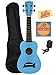 Kala MKA-SD-LBL Makala Dolphin Soprano Ukulele Bundle with Gig Bag, Austin Bazaar Instructional DVD, Clip-On Tuner, and Polishing Cloth - Light Blue