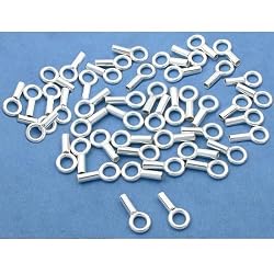 50 Sterling Silver Crimp Necklace Cord End Beading 8mm