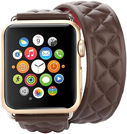 Apple Watch Band,Style Box®Top-grain Leather Band Strap with Stainless Metal Clasp for Apple Watch All Models 42mm (brown)