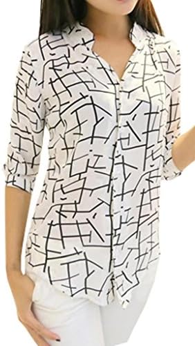 Lovaru Women's Long-sleeve Print Chiffon Fashion Slim Blouses
