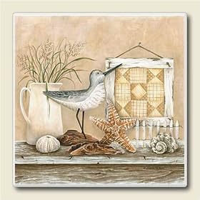 AbsorbaStone Coaster set~ Shorebirds II ~4 Tile Drink Coasters ~ code 043 by Artworks Home Accents