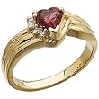 14Kt Yellow Gold Journey Heart Shape Rhodolite Garnet and Diamond Ring