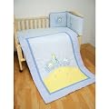 Baby Unisex Blue Animals Cot Bedding Quilt & Bumper Set