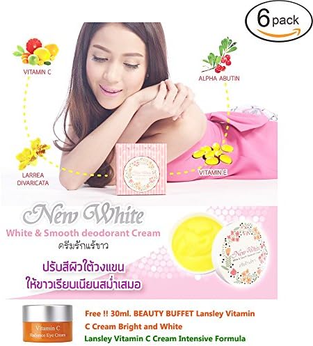 6 X New White Armpit Whitening &amp; Deodorant Cream 60g.[get Free Tomato Facial Mask + Free Gift : Thailand Original Coin 25 Satang , 50 Satang in New Condition for Collectible]
