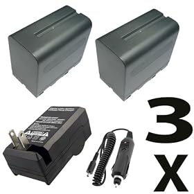 Sony NP-F970 Equivalent Replacement Battery (2Pcs - Generic) + Replacement Charger For Sony CCD-TR917, CCD-TR930, CCD-TR940, CCD-TRT97, CCD-TRV SERIES, CCD-TRV101 Professional Camcorder