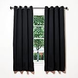 Best Home Fashion Thermal Insulated Blackout Curtains - Antique Bronze Grommet Top - Black - 52"W x 63"L - Not Tiebacks - (Set of 2 Panels)