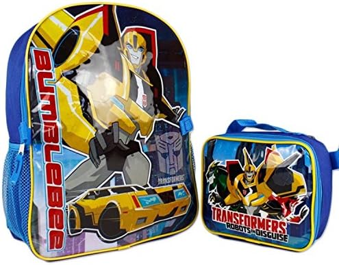 New Transformers Bumble Bee 16" School Backpack with Attachable Lunch Bag