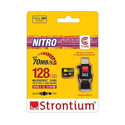 Strontium 128 GB Nitro 70Mbps MicroSD Card with Type-C Reader