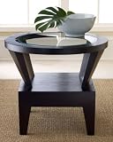Abbyson ABBL60 Morgan Round Glass End Table - Espresso Finish