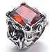 KONOV Jewelry Stainless Steel Red Crystal Dragon Claw Men's Ring
