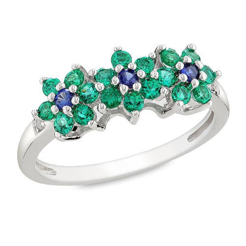 Sterling Silver 5/8 CT TGW Round Created Sapphire 