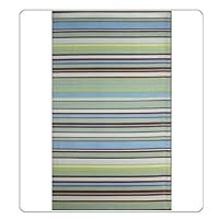 Outdoor Area Rug or Kitchen Mat 4 x 6 Aqua Stripe Patio Indoor Outdoor Rugs Reversible and Waterproof