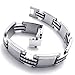 KONOV Mens Stainless Steel Rubber Bracelet, Polished Links Wrist, Silver Black