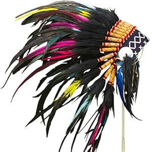 Kids Indian Headdress - Native American Headdress - War Bonnet - Real Feathers - Electric Rooster