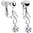 Handcrafted Cubic Zirconia Scroll Drop Clip Earrings