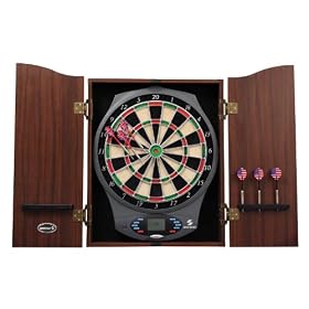 Sportcraft Centaur Bristletronic LCD Dartboard with Cabinet by