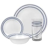 Corelle Livingware 16-Piece Dinnerware Set, Service for 4, Classic Cafe Blue