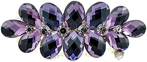 Vwhite Womens Flowers Crystal Rhinestones Hair Clips Accessories For Girl 2.8" Purple