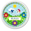 Olive Kids - Happy Flowers Personalized Clock (White)