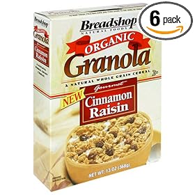 Breadshop's Granola Organic, Cinnamon Raisin, 13-Ounce Boxes (Pack of 6)